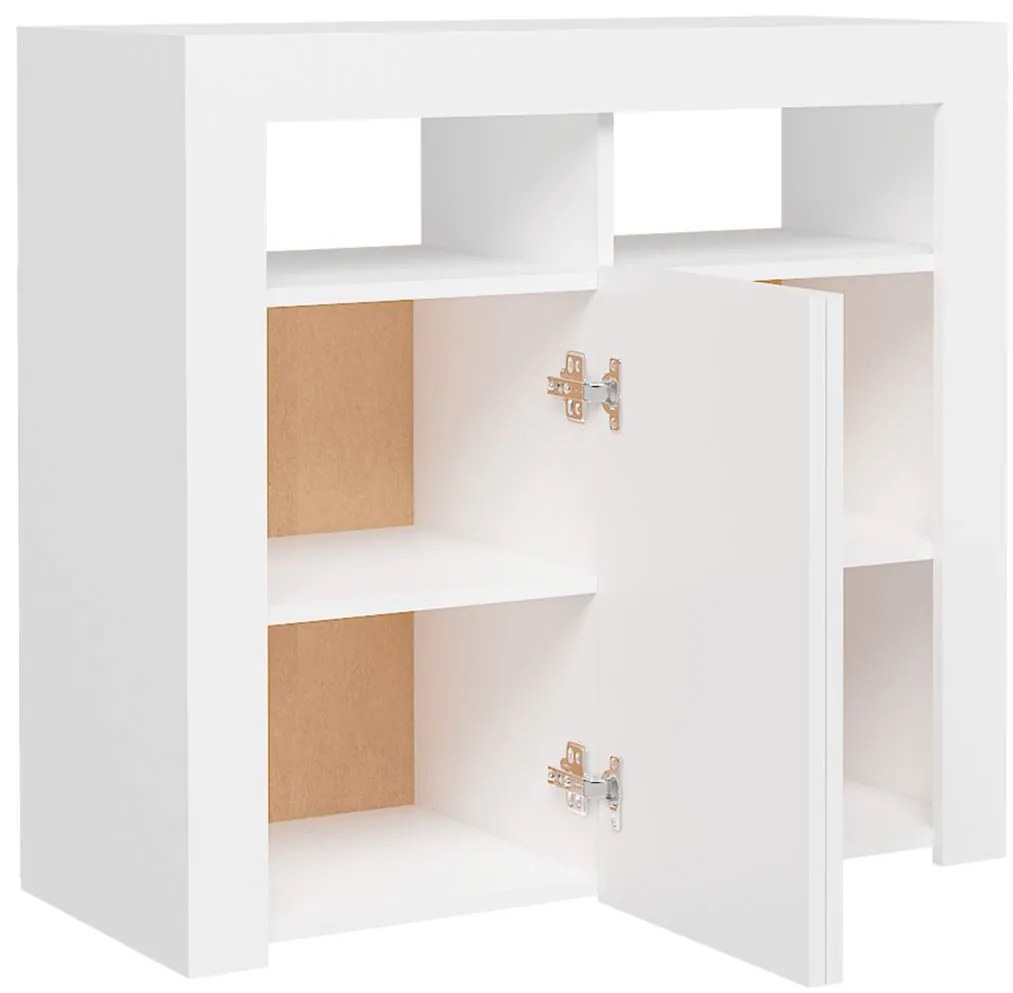 Aparador com luzes LED 80x35x75 cm branco