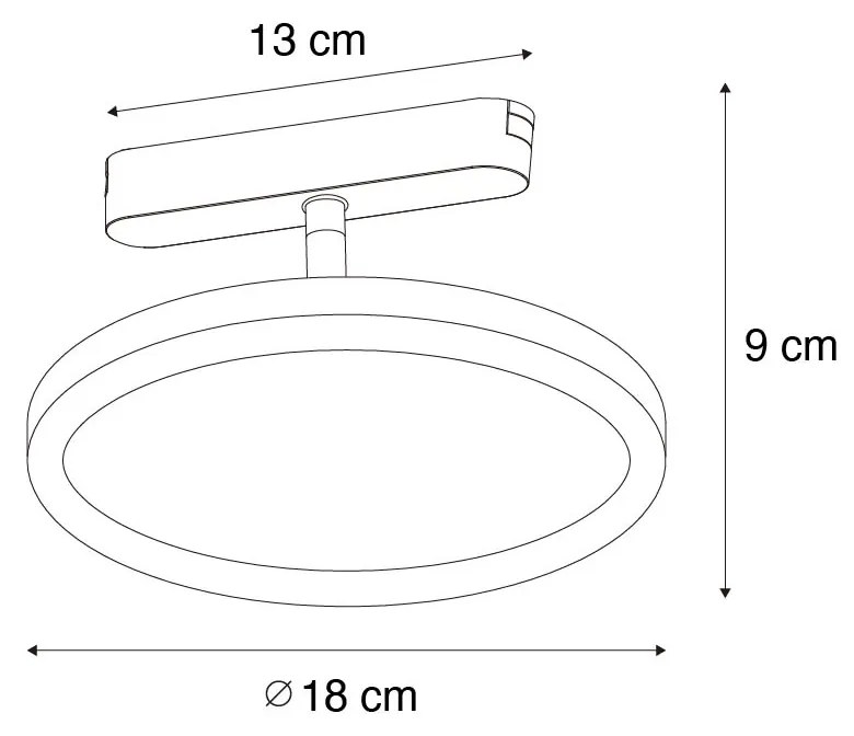 Foco Moderno Preto para Sistema de Trilho Monofásico c/ LED Integrado - Magnetic Puk Moderno