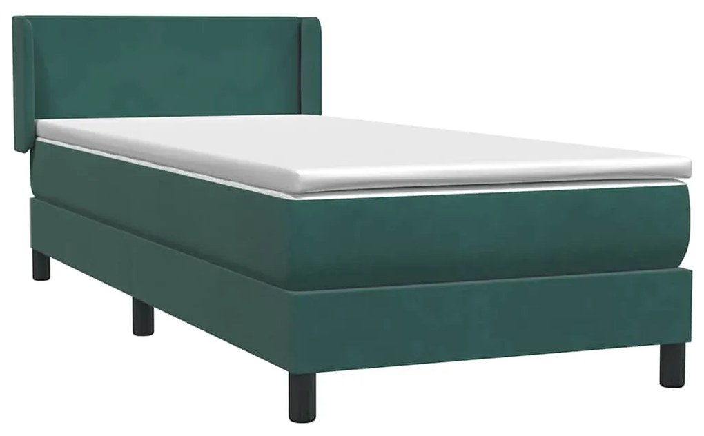 Cama com molas/colchão verde-escuro 80x220 cm veludo
