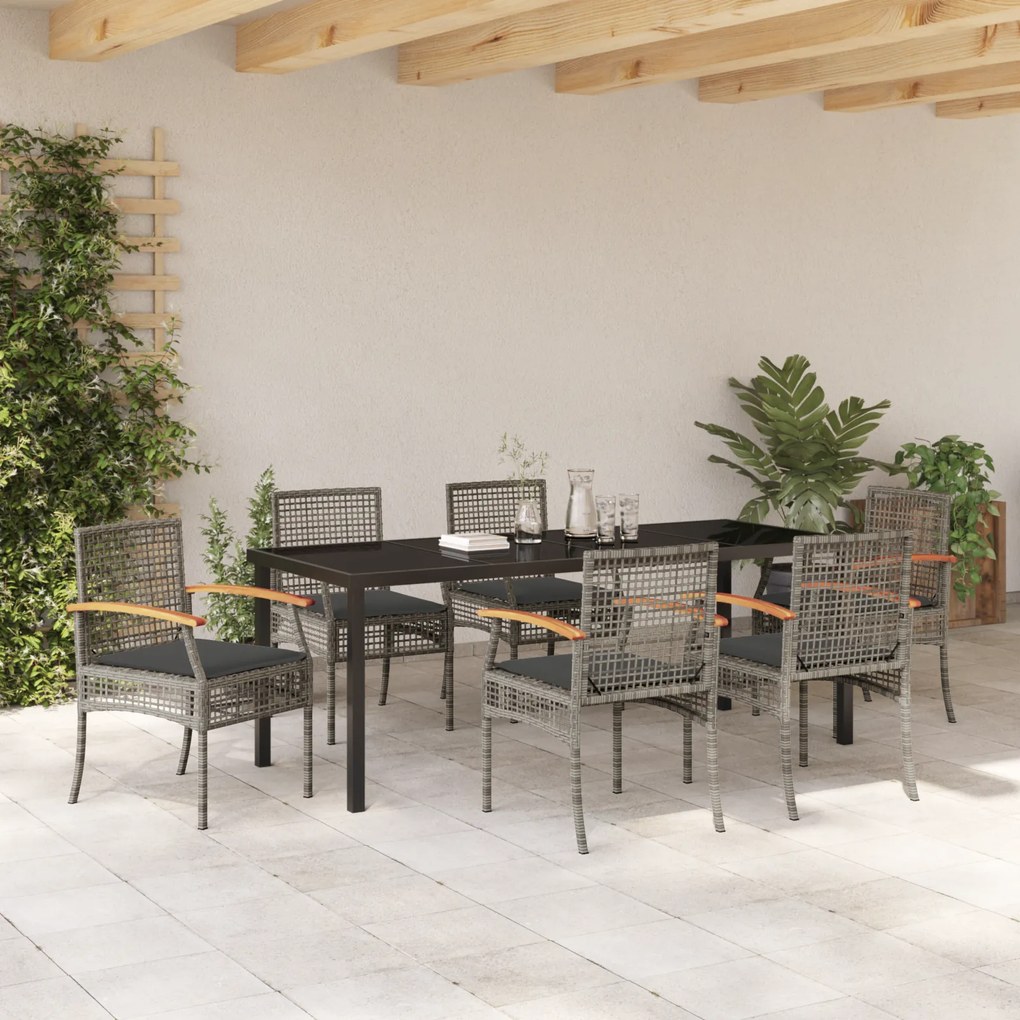 Conjunto de Jantar de Jardim com Almofadas Cinza Vime PE
