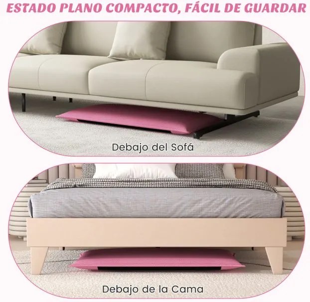 Cadeira Chão reclinável com estofos ajustáveis com apoio para as costas Ideal para leitura Meditação 98 x 47 x 7,5 cm Rosa