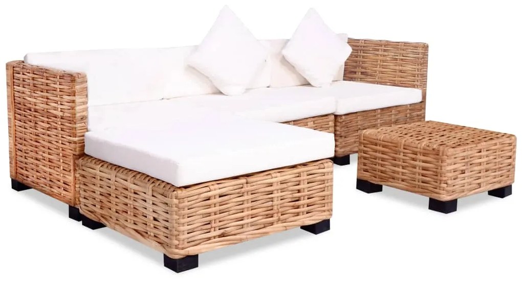 vidaXL Conjunto de sofás 14 pcs vime genuíno