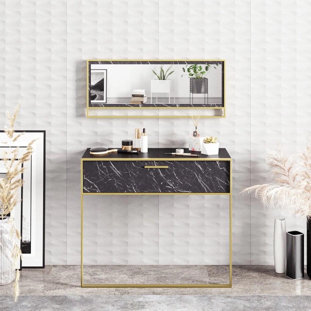 Aparador Polka – Dourado/Preto – 90x76,8x38,5 cm