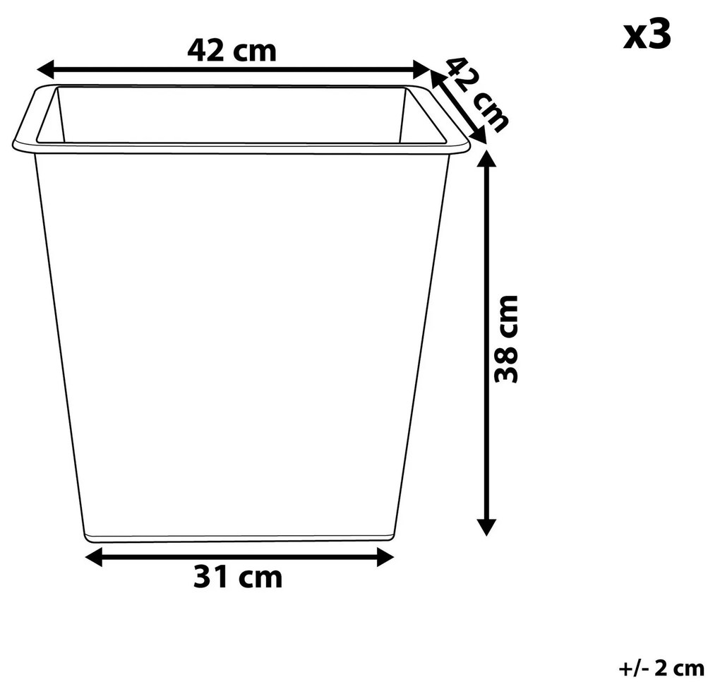 Conjunto de 3 vasos internos pretos 42 x 42 x 38 cm BALZO Beliani