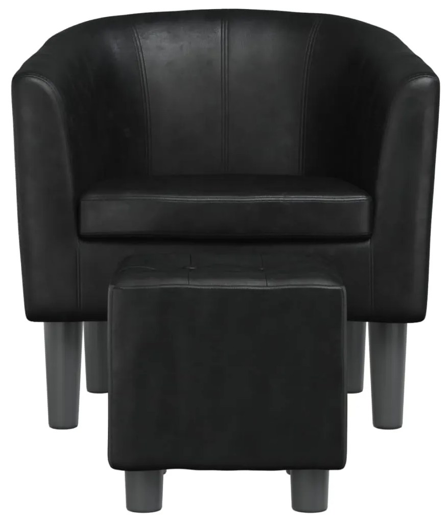 Poltrona com apoio de pés couro artificial preto