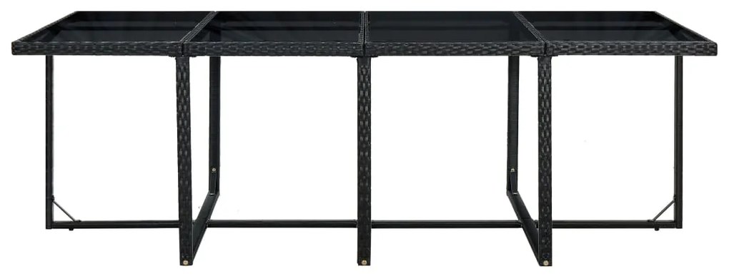 13 pcs conjunto jantar exterior com almofadões vime PE preto