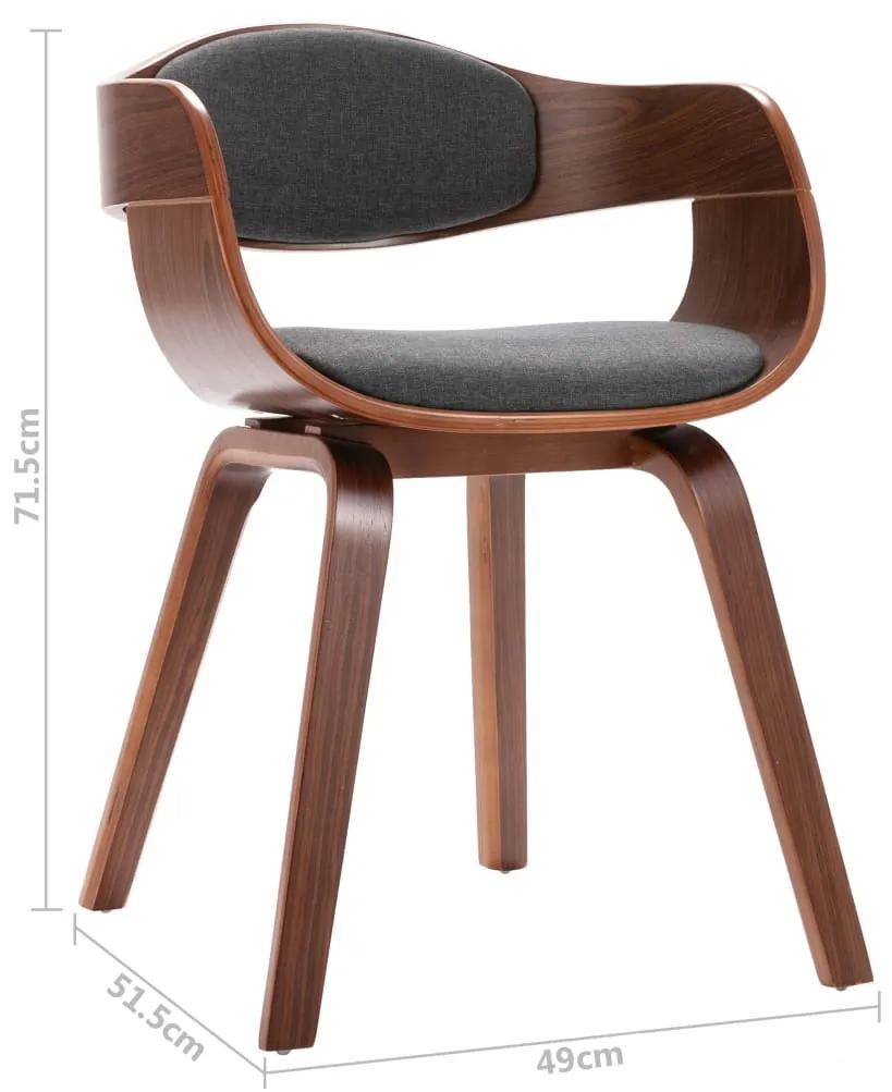 Cadeiras de jantar 2 pcs madeira curvada e tecido cinzento