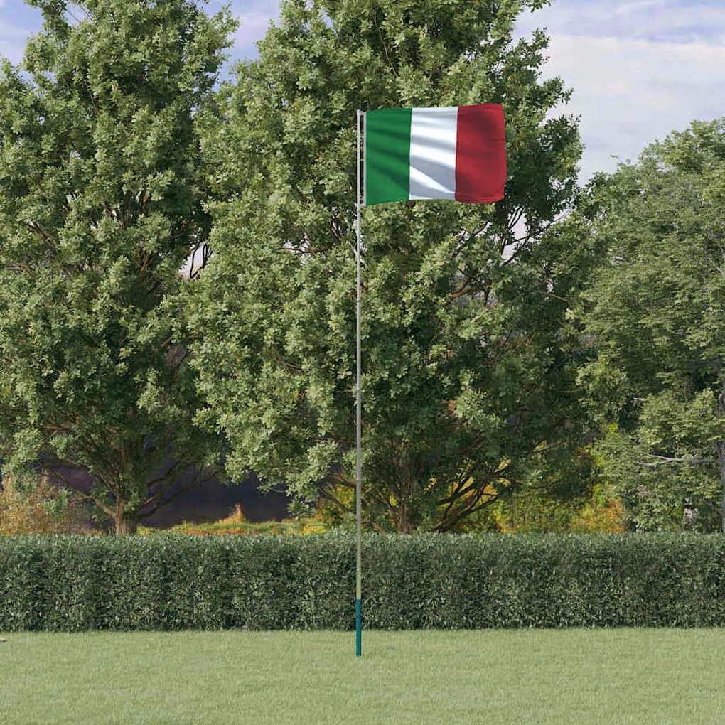 vidaXL Bandeira da Itália e mastro 5,5 m alumínio
