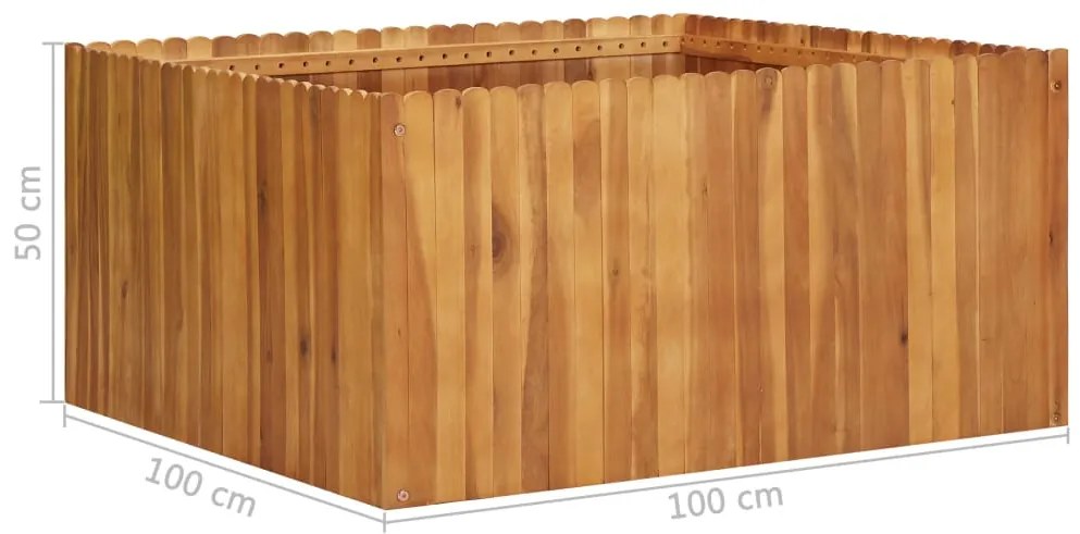 Vaso/floreira de jardim 100x100x50 cm madeira de acácia maciça