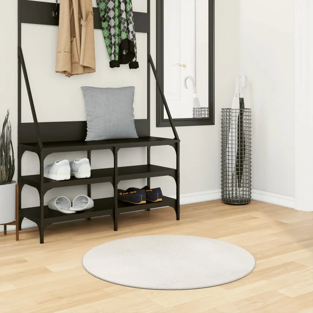 vidaXL Tapete de pelo curto IZA visual escandinavo Ø 80 cm cor creme
