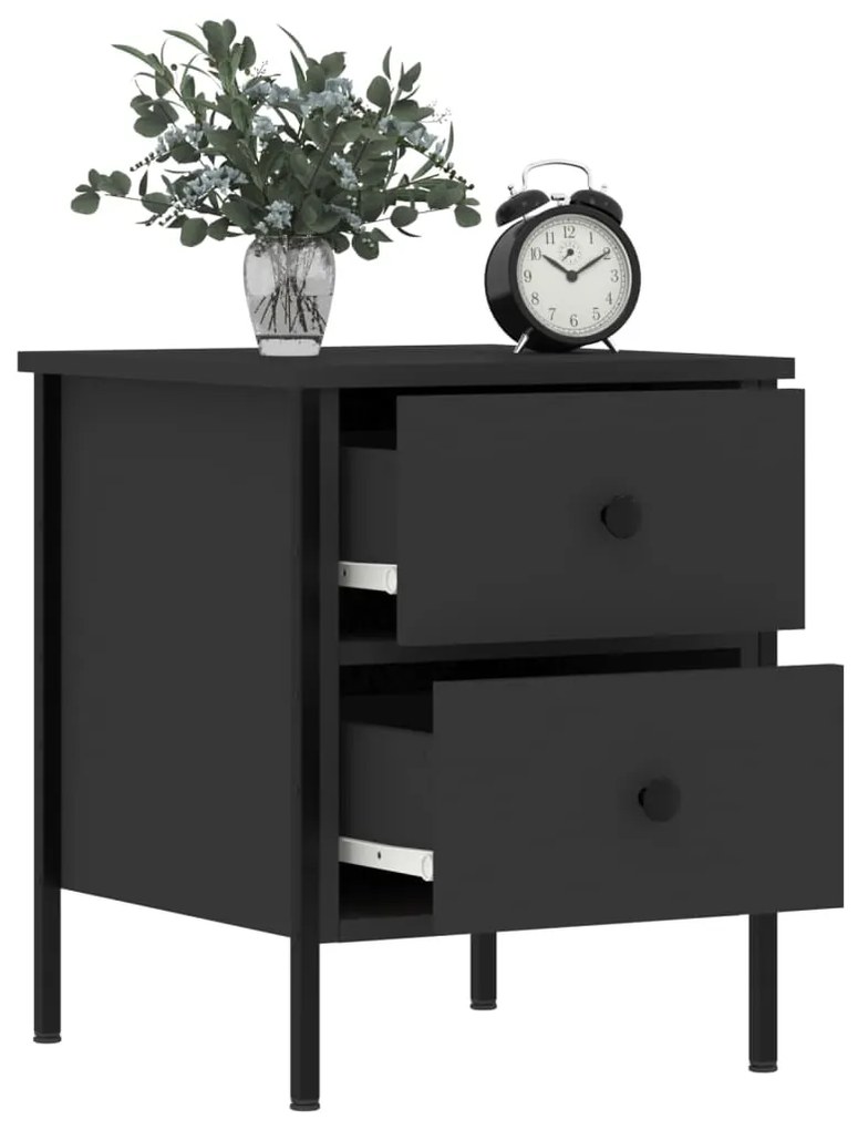 Mesas de cabeceira 2pcs 40x42x50 cm derivados de madeira preto