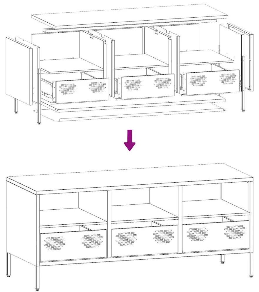 Móvel de TV 101,5x39x43,5 cm aço laminado a frio antracite