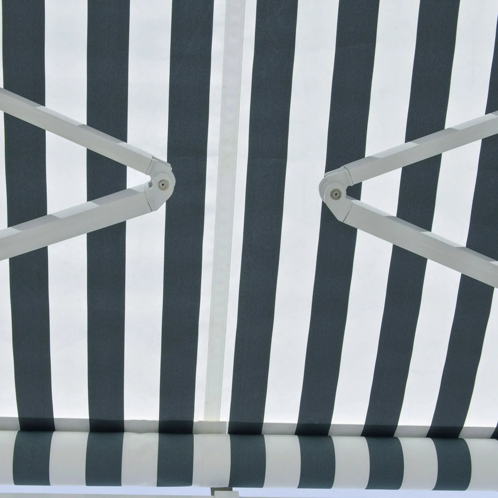 Toldo elétrico retrátil com função manual com manivela e controle remoto 300x250 cm para portas janelas verde e branco