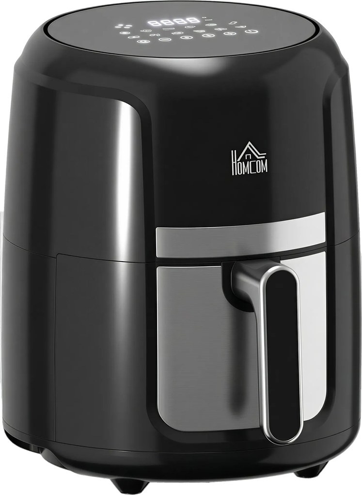 HOMCOM Fritadeira sem Óleo 4L Fritadeira de Ar Quente 1300W com 12 Programas Tela LED Tátil 34,2x25,6x31,8cm Preto | Aosom Portugal