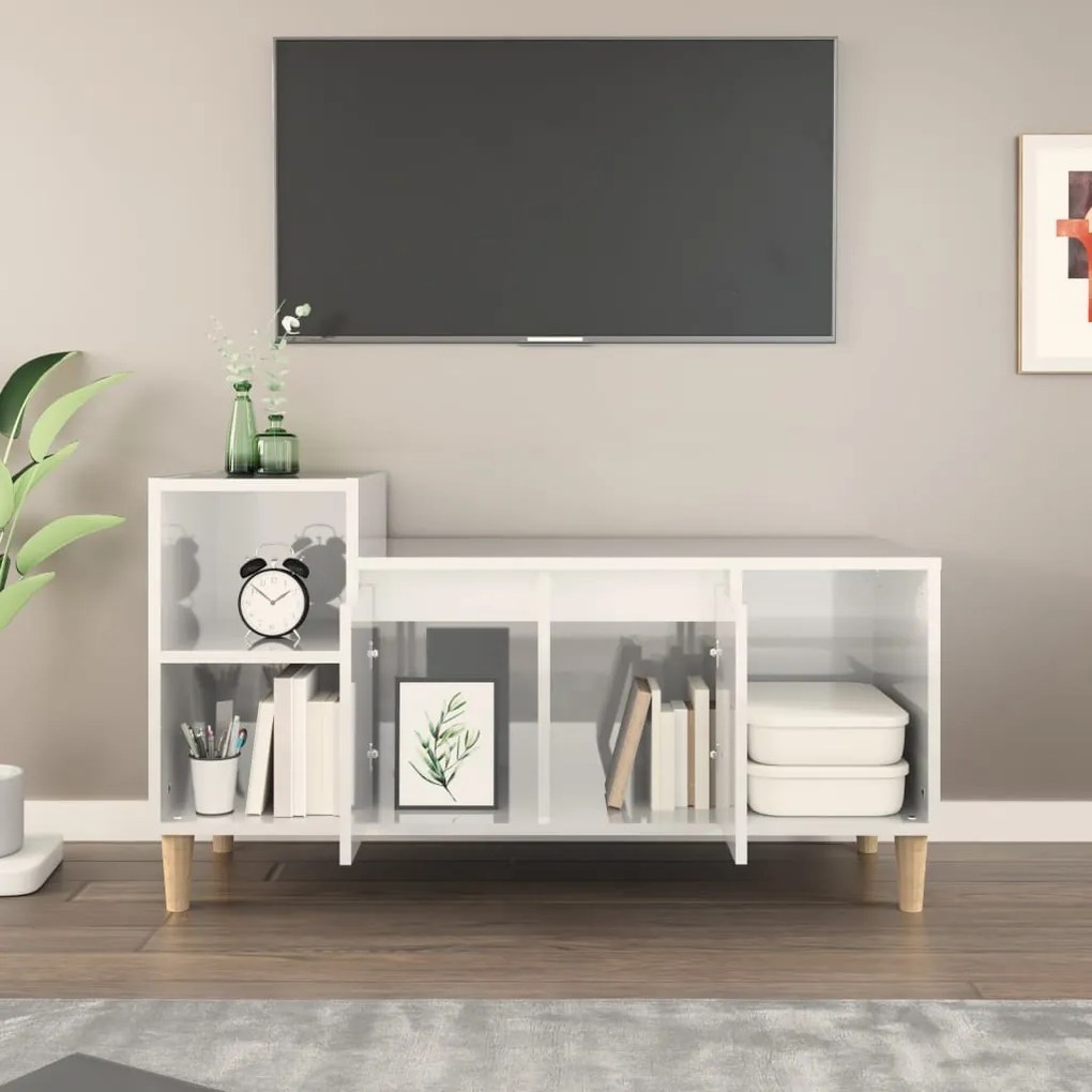 Móvel para TV 100x35x55 cm derivados madeira branco brilhante