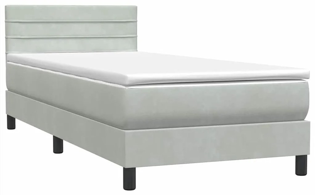 Cama com molas/colchão cinzento-claro 80x220 cm veludo