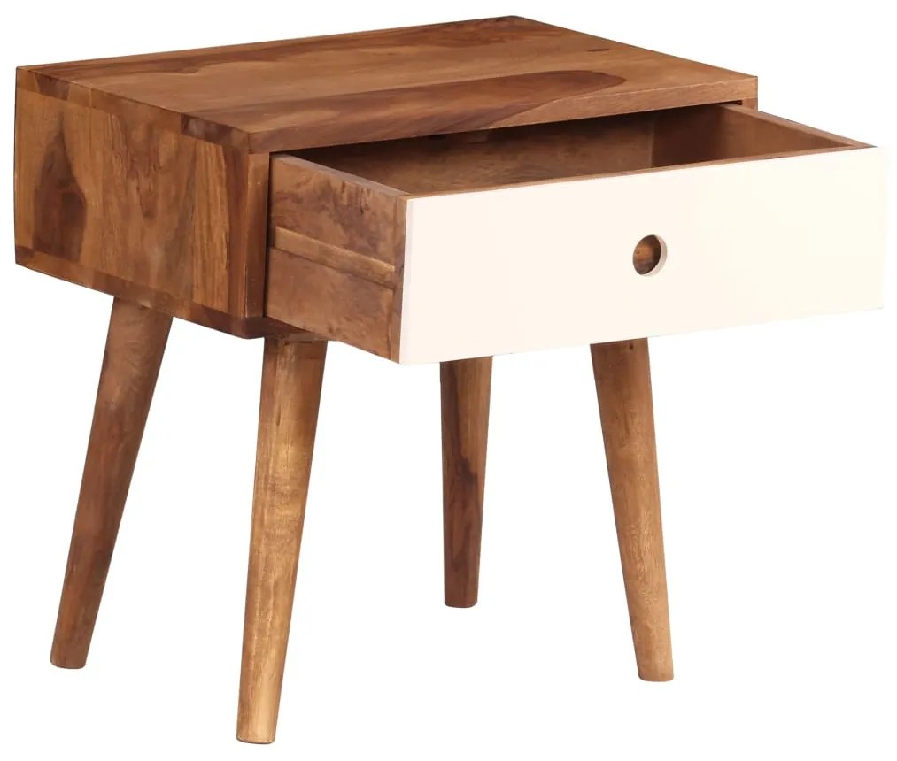 Mesa de cabeceira em madeira de acácia maciça 45x30x45 cm