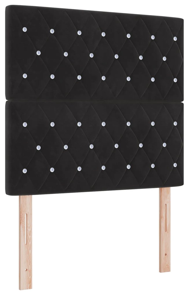 Camas Box Spring vidaXL com Colchão Preto 90x200 cm Veludo