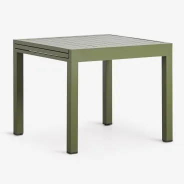 Mesa De Jardim Extensível Em Alumínio Starmi 90-180x90 Cm Verde Azeitona Intenso - Sklum