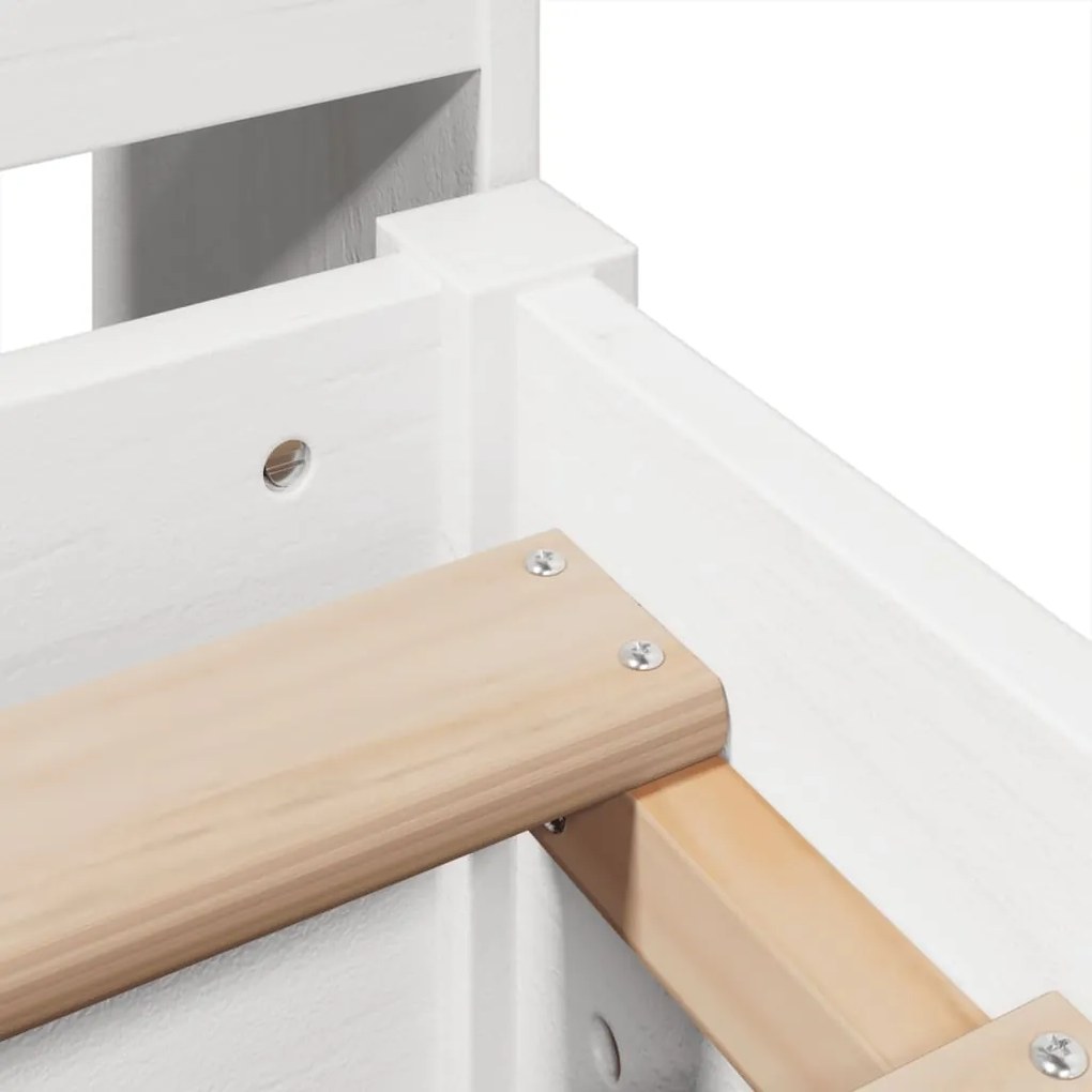 Cama sem colchão 135x190 cm madeira de pinho maciça branco