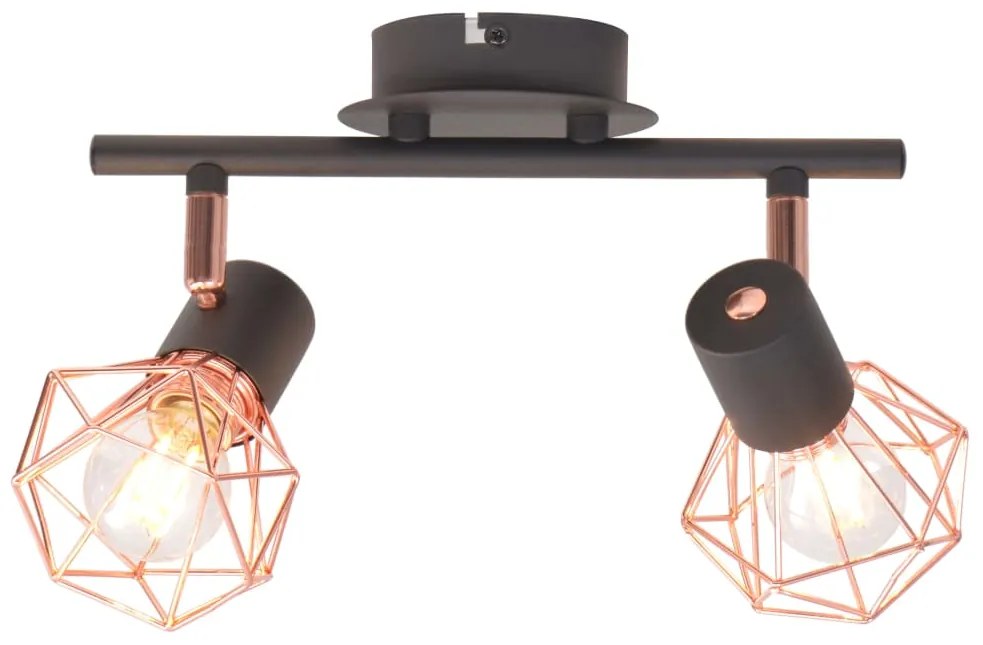 vidaXL Candeeiro de teto com 2 focos E14 preto e cobre