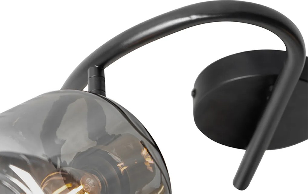 Foco de teto preto com vidro fumê redondo 3 luzes - Zuzanna