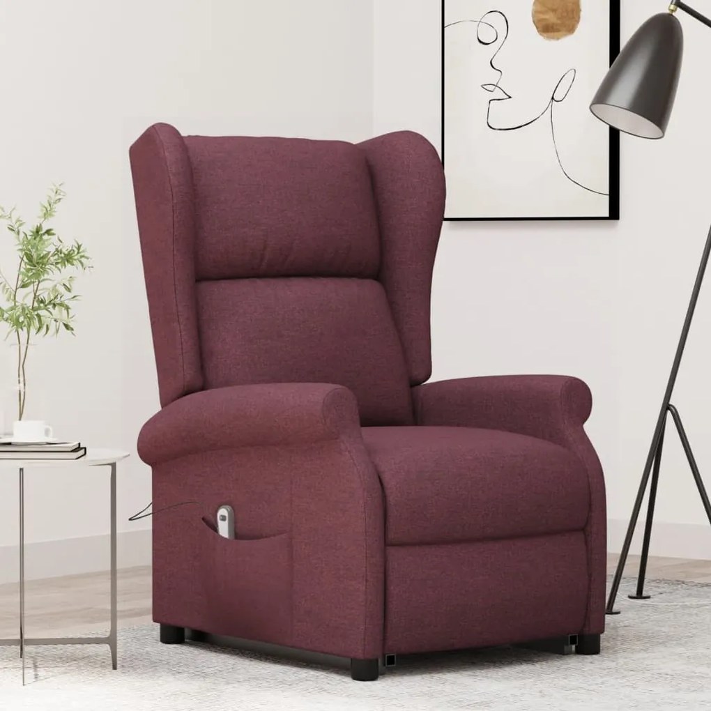 vidaXL Poltrona elevatória tecido roxo