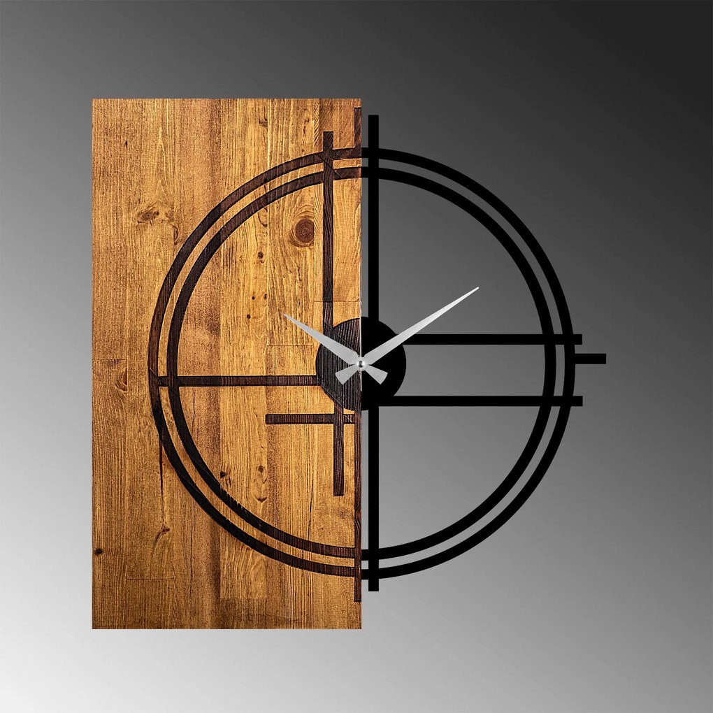 Relógio de Parede Decorativo Mas-038 – Noz Claro e Preto – 56 x 3 x 58