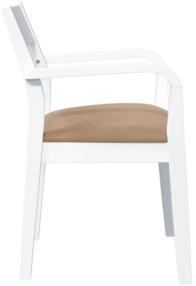 Cadeiras de jantar com almofadões 2 pcs madeira maciça branco