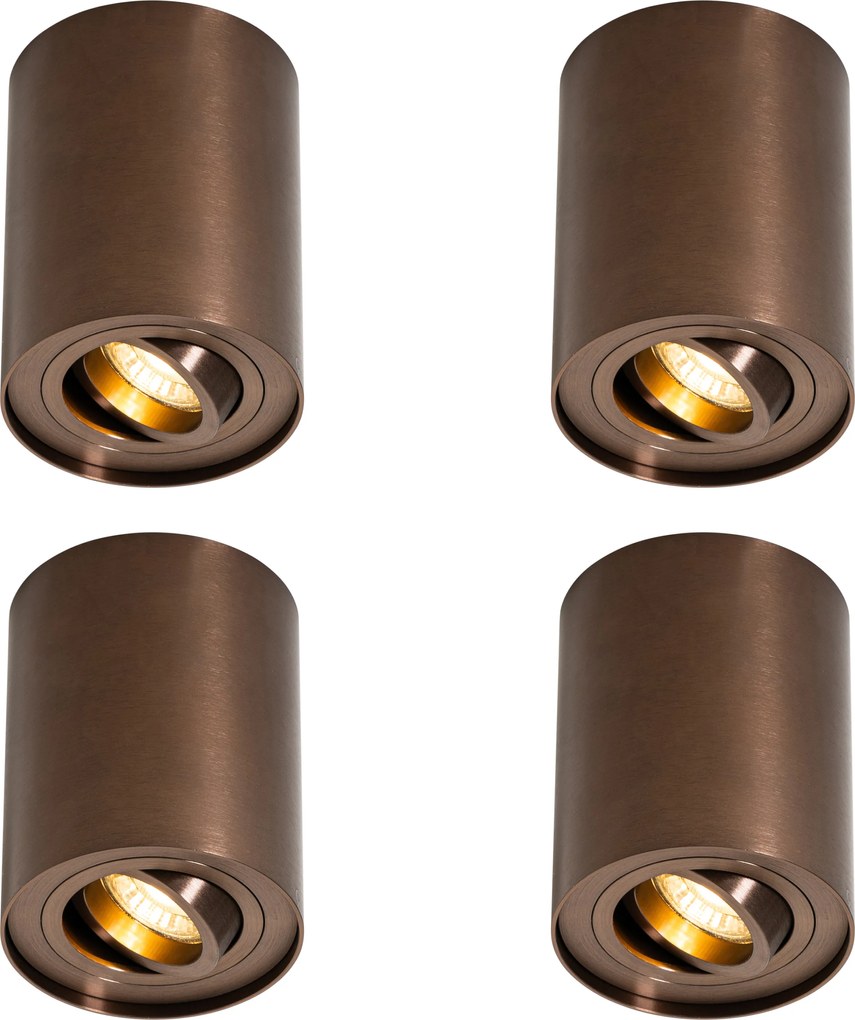 Conjunto de 4 focos de teto modernos bronze escuro giratórios e inclináveis - Rondoo Up