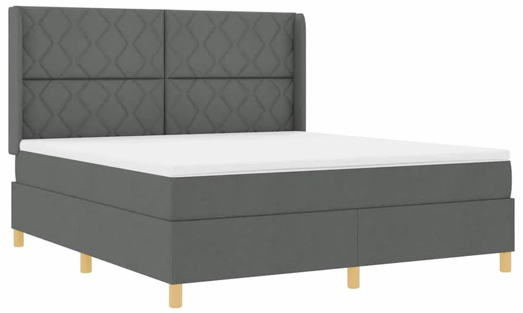 Cama Box Spring vidaXL com Colchão e LED Cinza Escuro 180x200 cm em Te