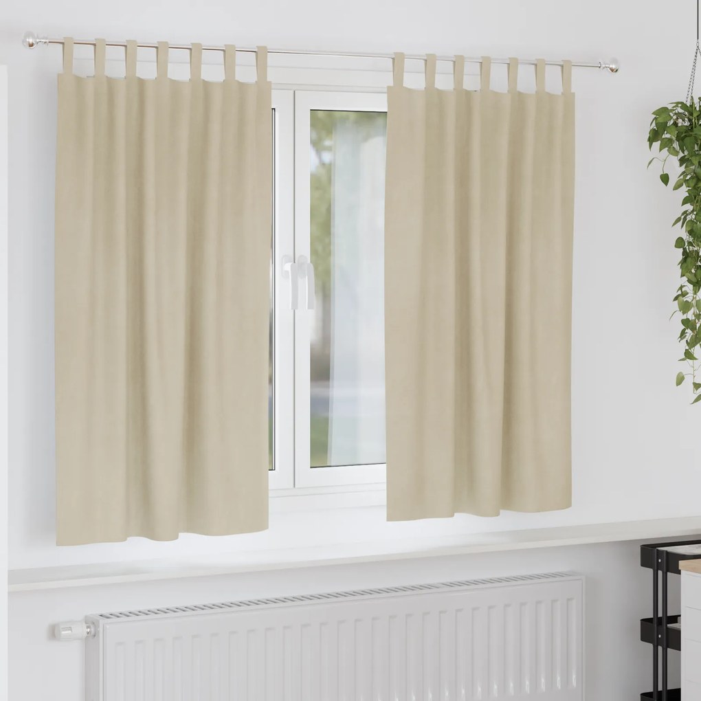 Cortinas Blackout vidaXL com Alças de Pendurar 2 pcs Veludo Creme