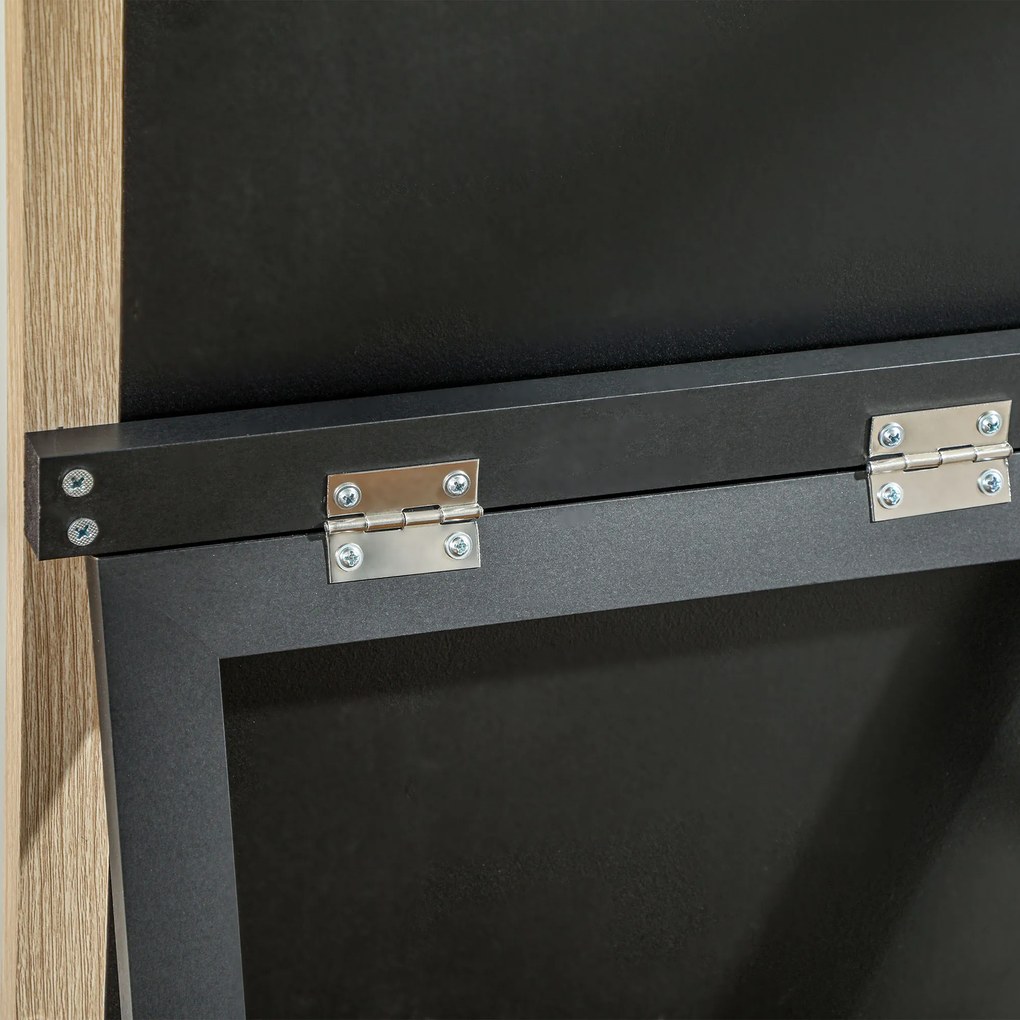 Espelho de Pé 37x157 cm Espelho de Corpo Inteiro com Estrutura de MDF e Suporte Branco e Madeira Clara