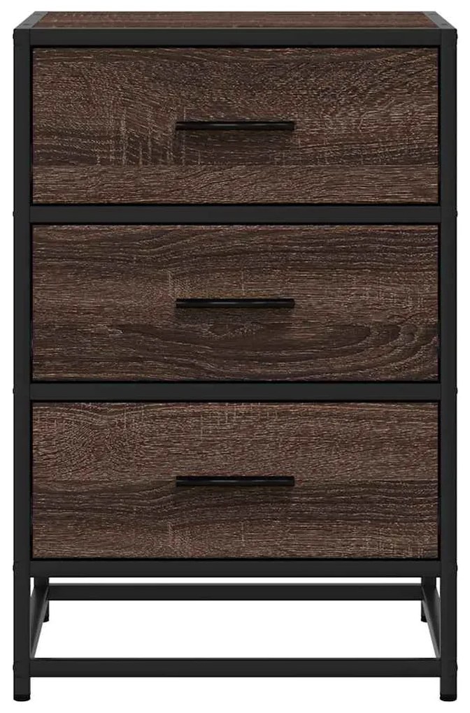 Mesa de cabeceira carvalho castanho 40x34,5x60 cm madeira metal