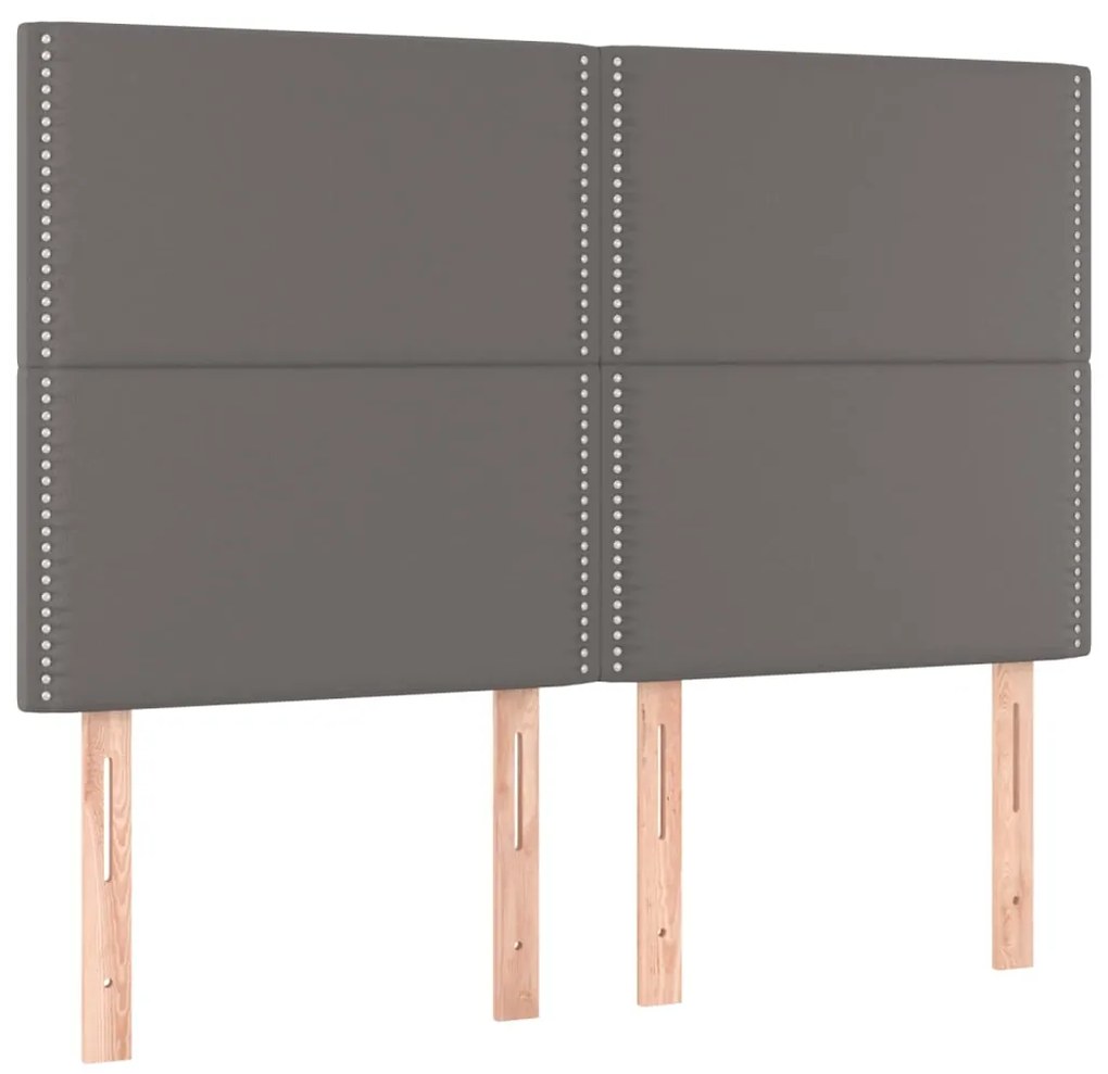 Cabeceira cama c/ LED couro artif. 144x5x118/128 cm cinzento