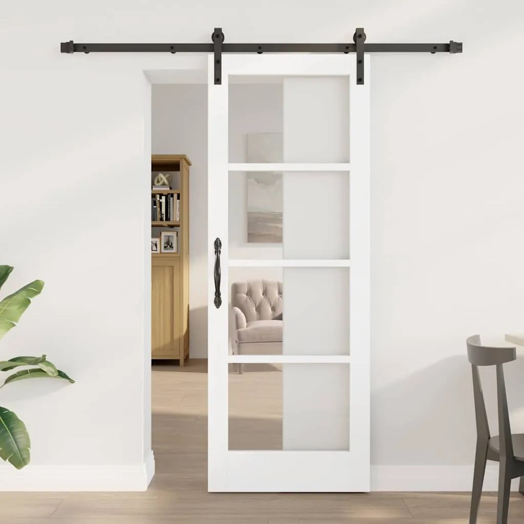 Porta Deslizante com Conjunto de Ferragens 'ORKDAL'Madeira Sólida Bran
