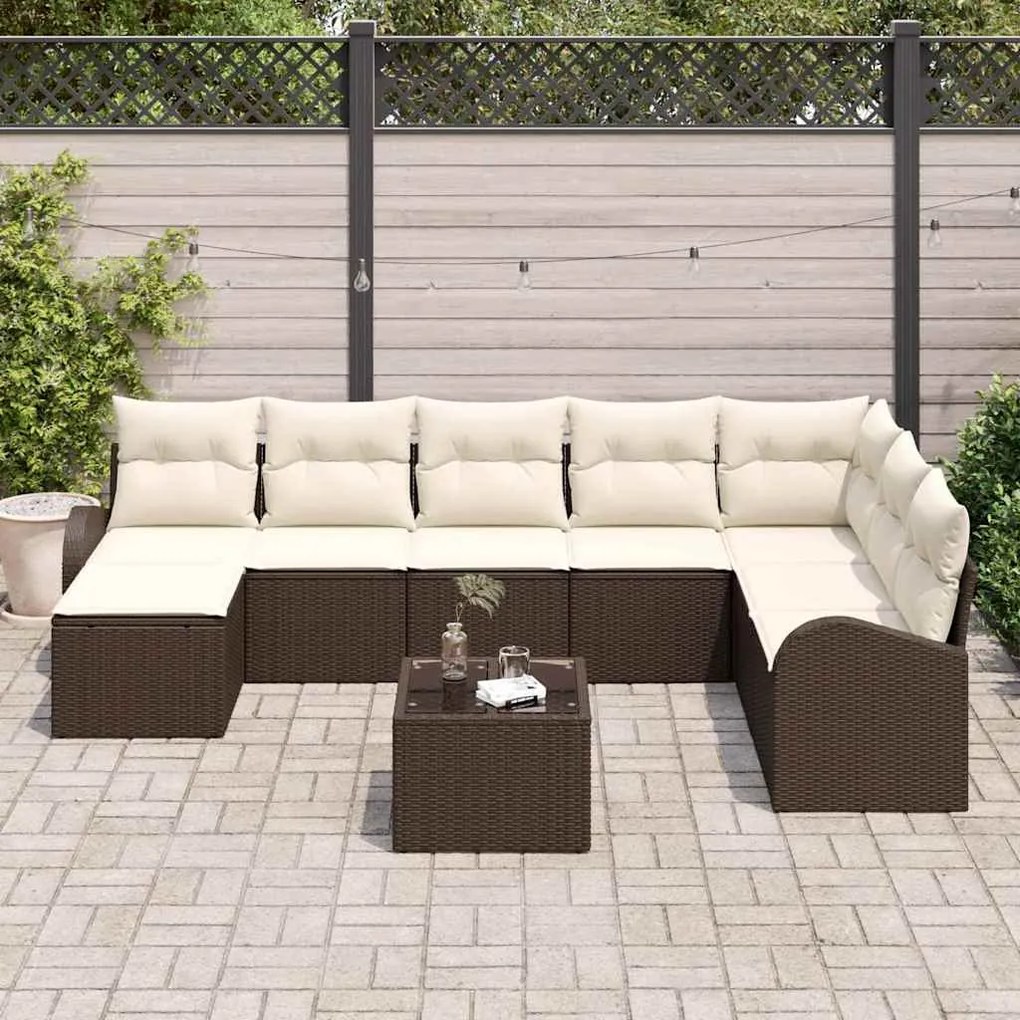 Conjunto de Sofá de Jardim de 8 Peças com Almofadas Cinza Rattan PE