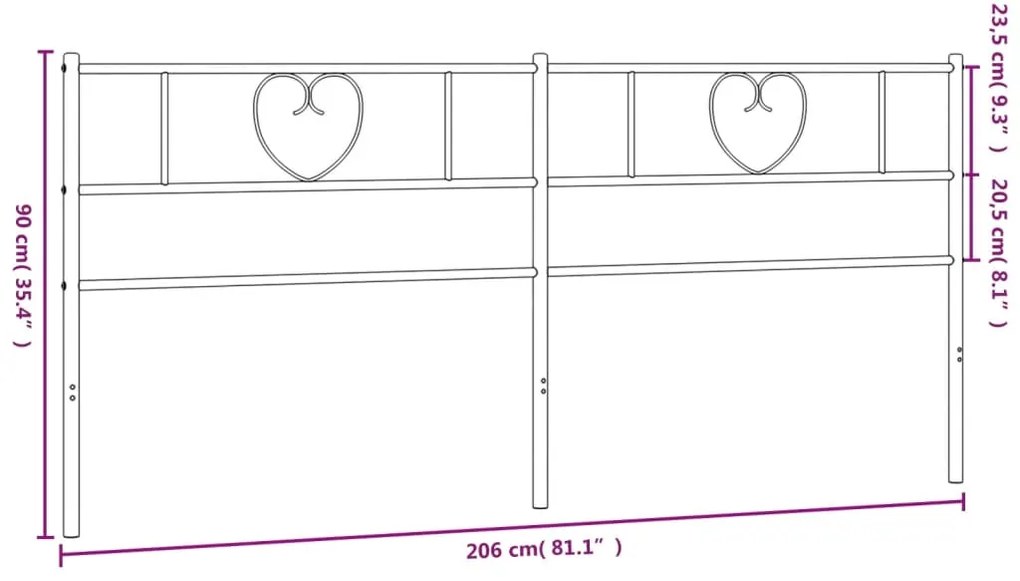 Cabeceira de cama 200 cm metal preto