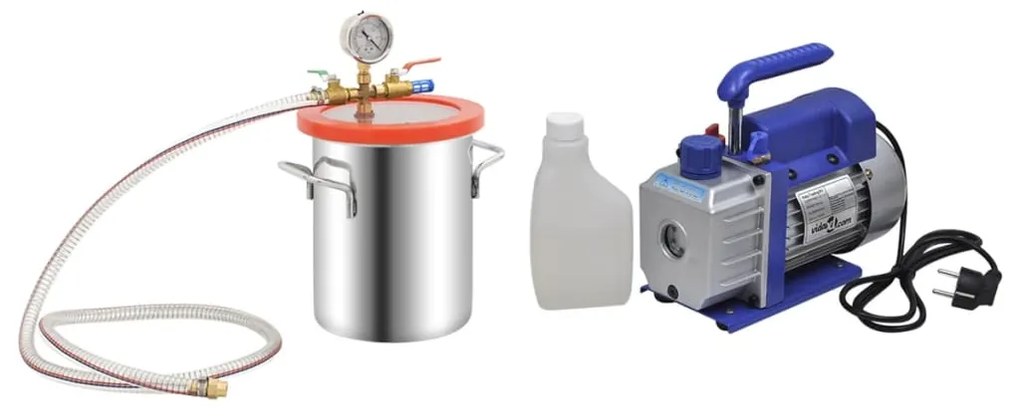 vidaXL Câmara de vácuo com bomba de estágio único 5,5 L