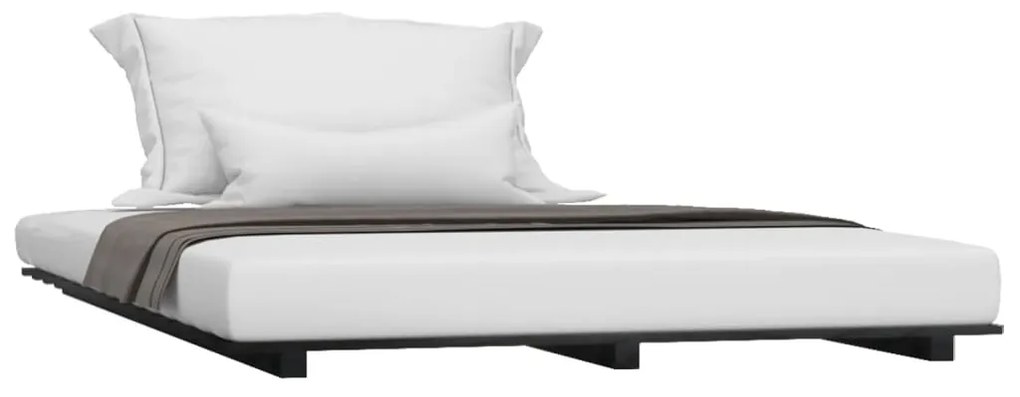 Estrutura de cama 150x200 cm madeira de pinho maciça preto