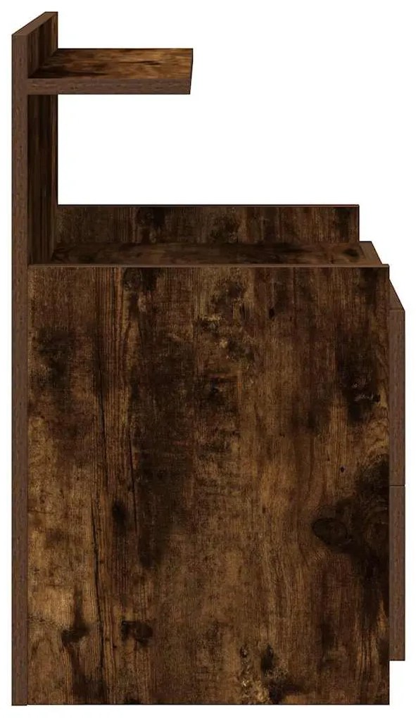 Mesa de cabeceira com 2 gavetas carvalho fumado 40x36,5x62 cm