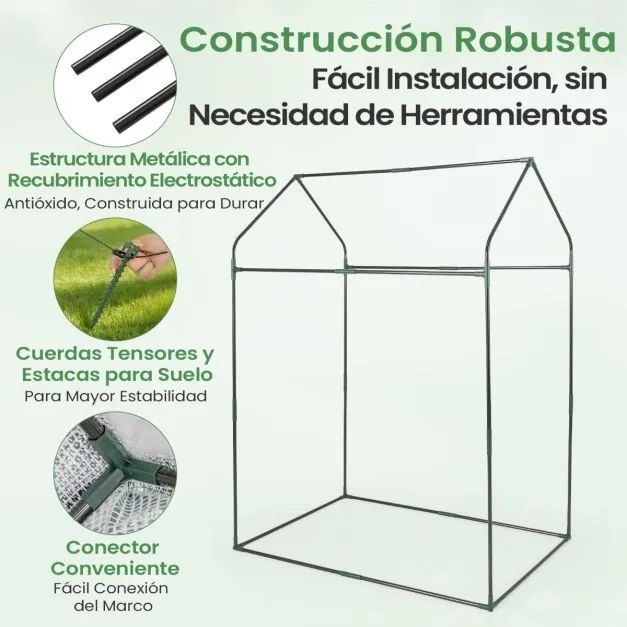 Mini estufa 129 x 80 x 173 cm com cobertura em PVC, rede de sombreamento preta, porta, janelas e estacas Transparente