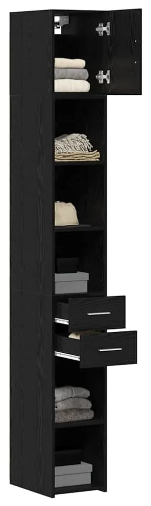 Armário de Armazenamento Slim vidaXL Carvalho Preto 30x42.5x225 cm Mad