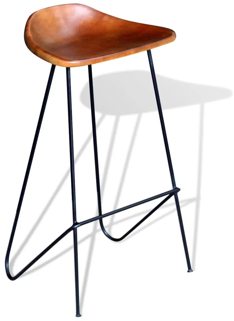 Cadeiras de bar 6 pcs couro genuíno castanho