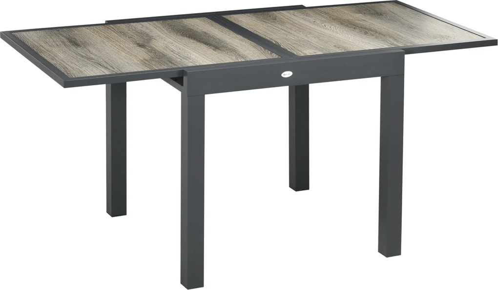 Outsunny Mesa de Jardim Extensível para 6 Pessoas em Plástico e Alumínio, 80/160x80x75 cm, Bege | Aosom Portugal