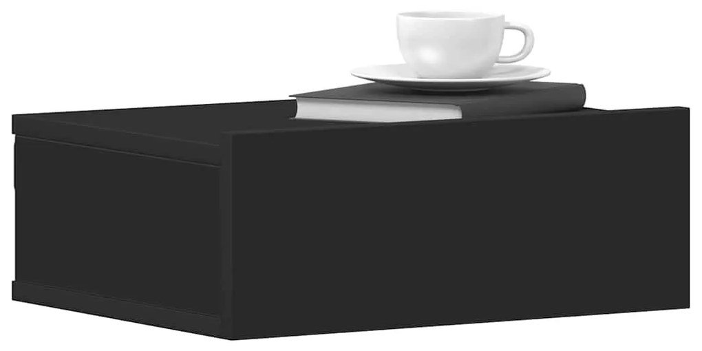 Mesa de cabeceira suspensa 2 pcs derivados de madeira preto