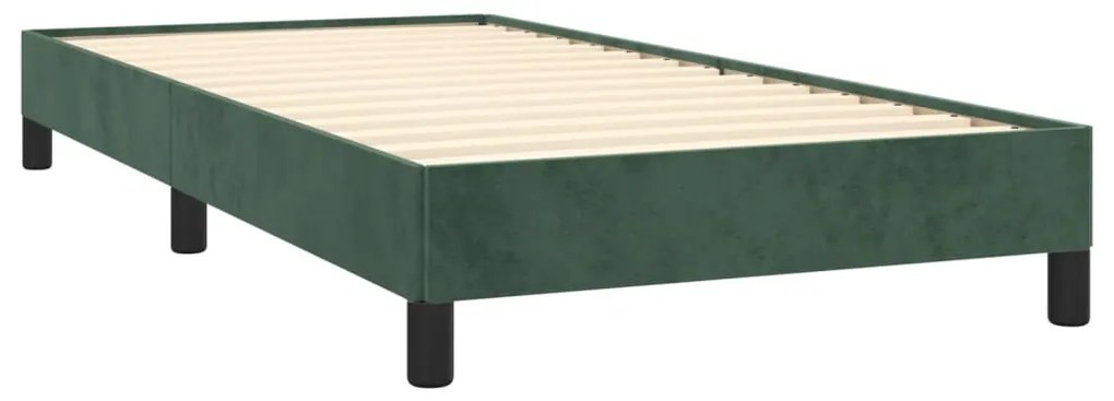 Estrutura de cama sem colchão 90x200 cm veludo verde-escuro