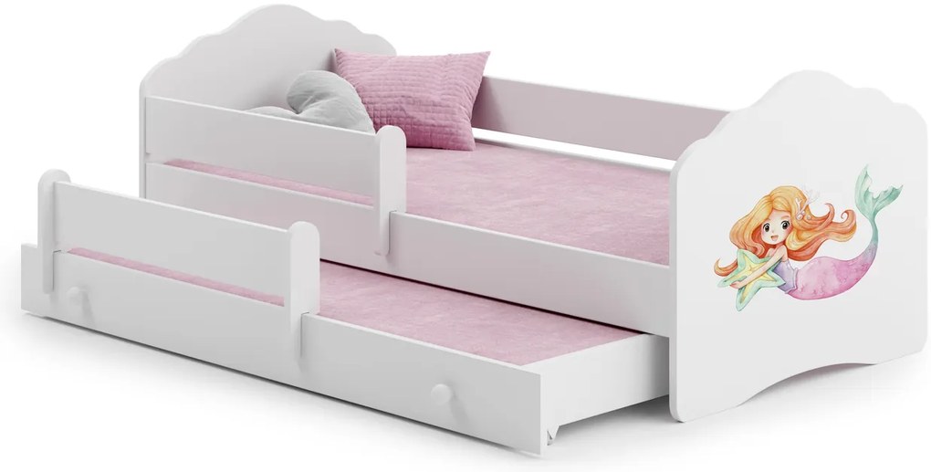 Cama infantil dupla branca Wave sereia 160x80 - colchão e estrado incluído