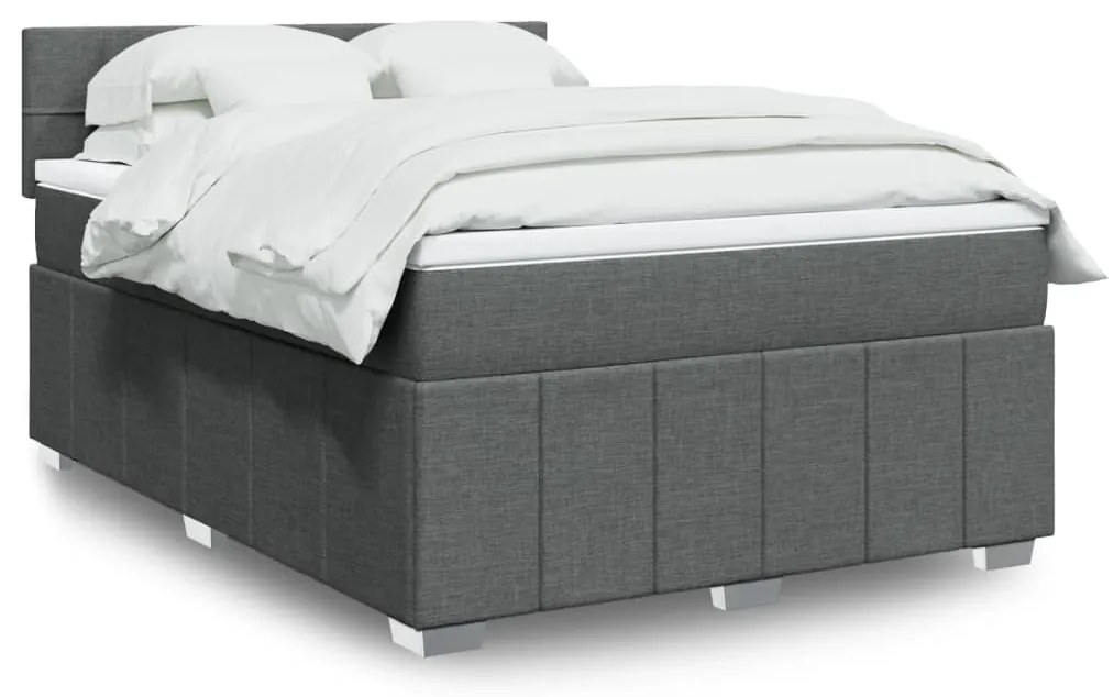 Cama com molas/colchão 140x190 cm tecido cinzento-escuro