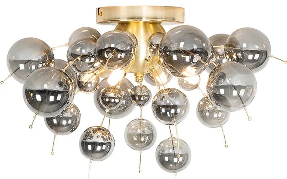 Candeeiro de teto design latão com vidro fumê 4 luzes - Explode Design